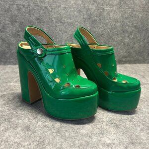 Shein - Y2K Retro Slingback Platform Clog - Kelly Green Womens Size 6.5